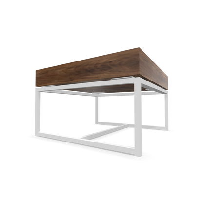 Narbutas Novus Loungetisch mit Platte Walnuss Furnier und Gestell Weiss Ansciht von unten - 6020440