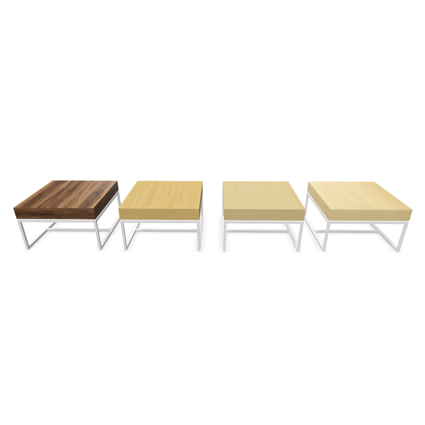 Narbutas Novus Loungetisch mit Platte Walnuss Furnier und Gestell Weiss Auswahl Varianten von vorne - 6020440