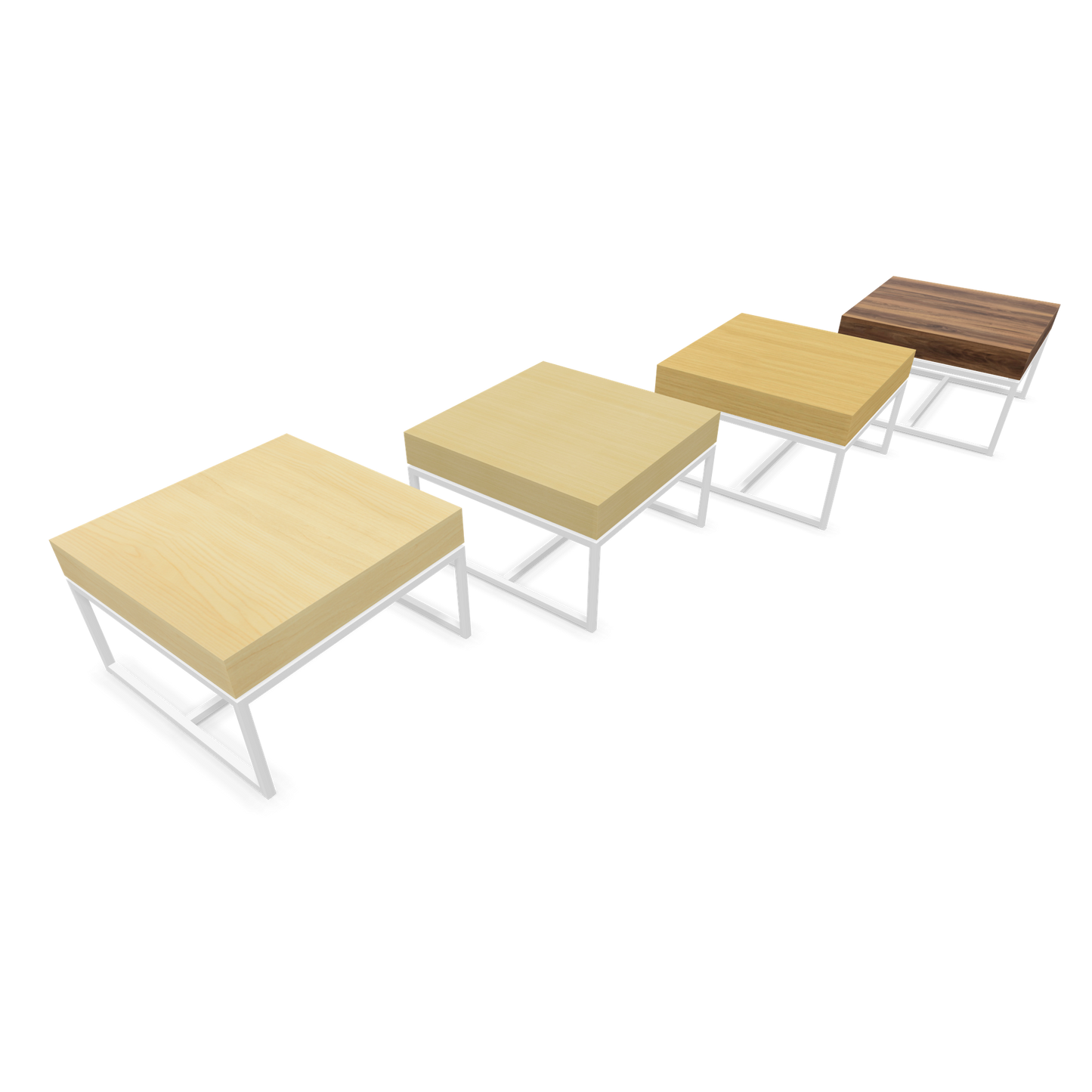 Narbutas Novus Loungetisch mit Platte Walnuss Furnier und Gestell Weiss Auswahl Varianten seitlich versetzt - 6020440