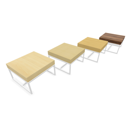 Narbutas Novus Loungetisch mit Platte Walnuss Furnier und Gestell Weiss Auswahl Varianten seitlich versetzt - 6020440