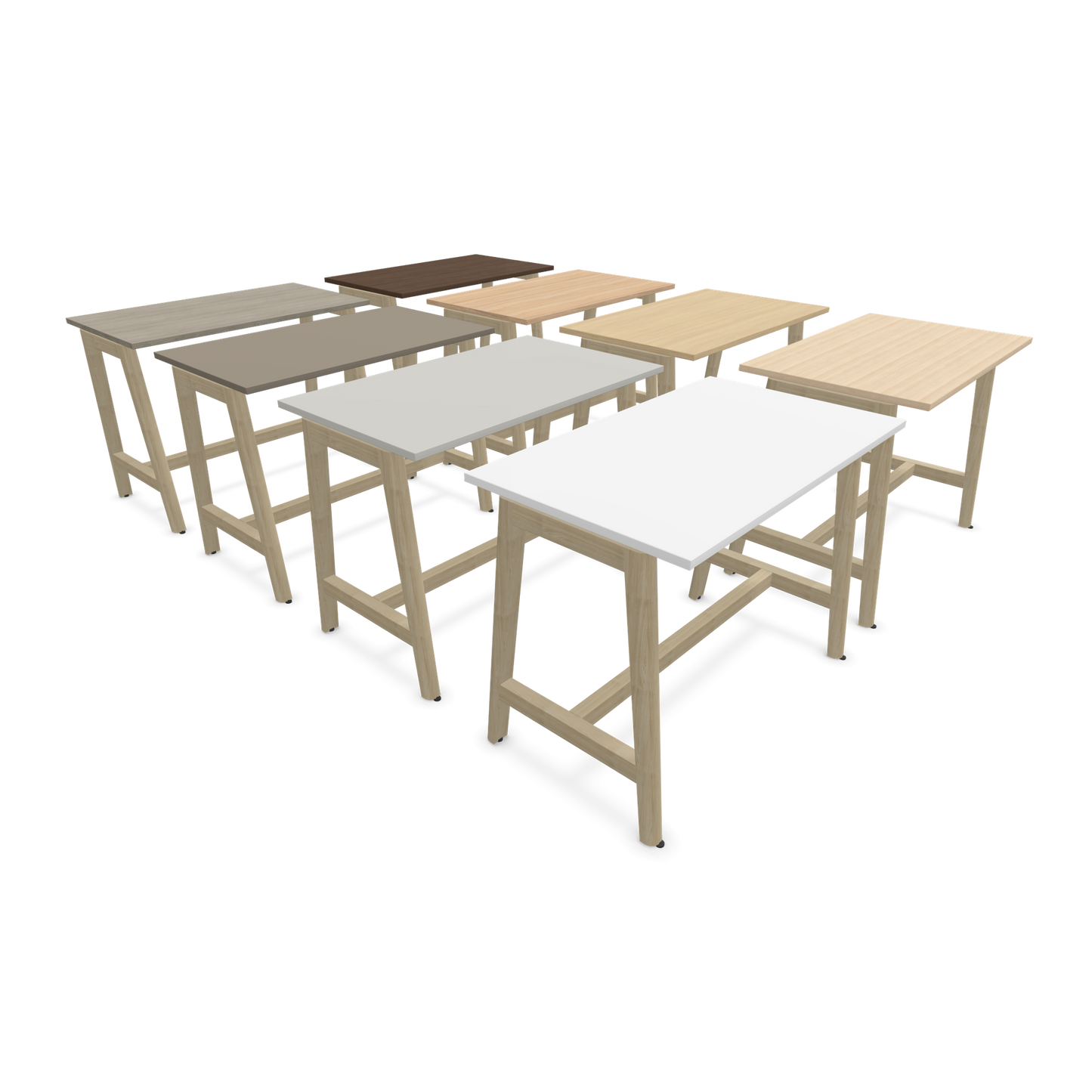 Narbutas Nova Wood Hochtisch 900mm hoch - 1200x700mm - Gestell Esche Natur - 9 Tischplatten