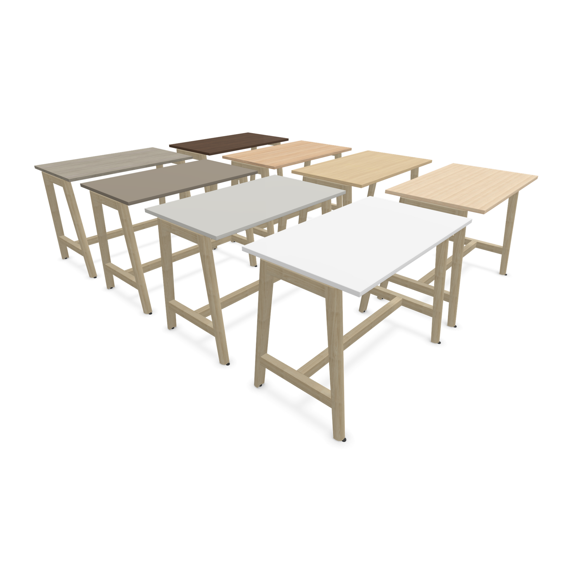 Narbutas Nova Wood Hochtisch 900mm hoch - 1200x700mm - Gestell Esche Natur - 9 Tischplatten