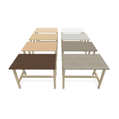 Narbutas Nova Wood Hochtisch 900mm hoch - 1200x700mm - Gestell Esche Natur - 9 Tischplatten von vorne