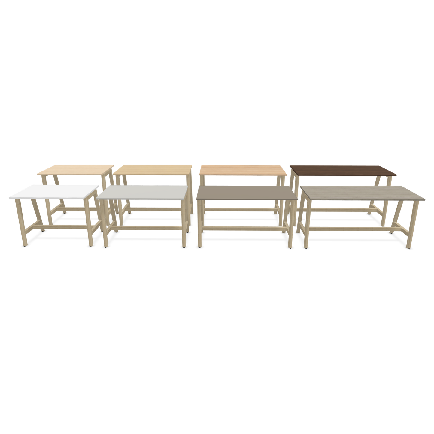 Narbutas Nova Wood Hochtisch 900mm hoch - 1200x700mm - Gestell Esche Natur - 9 Tischplatten seitliche Anordnung