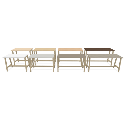 Narbutas Nova Wood Hochtisch 900mm hoch - 1200x700mm - Gestell Esche Natur - 9 Tischplatten seitliche Anordnung