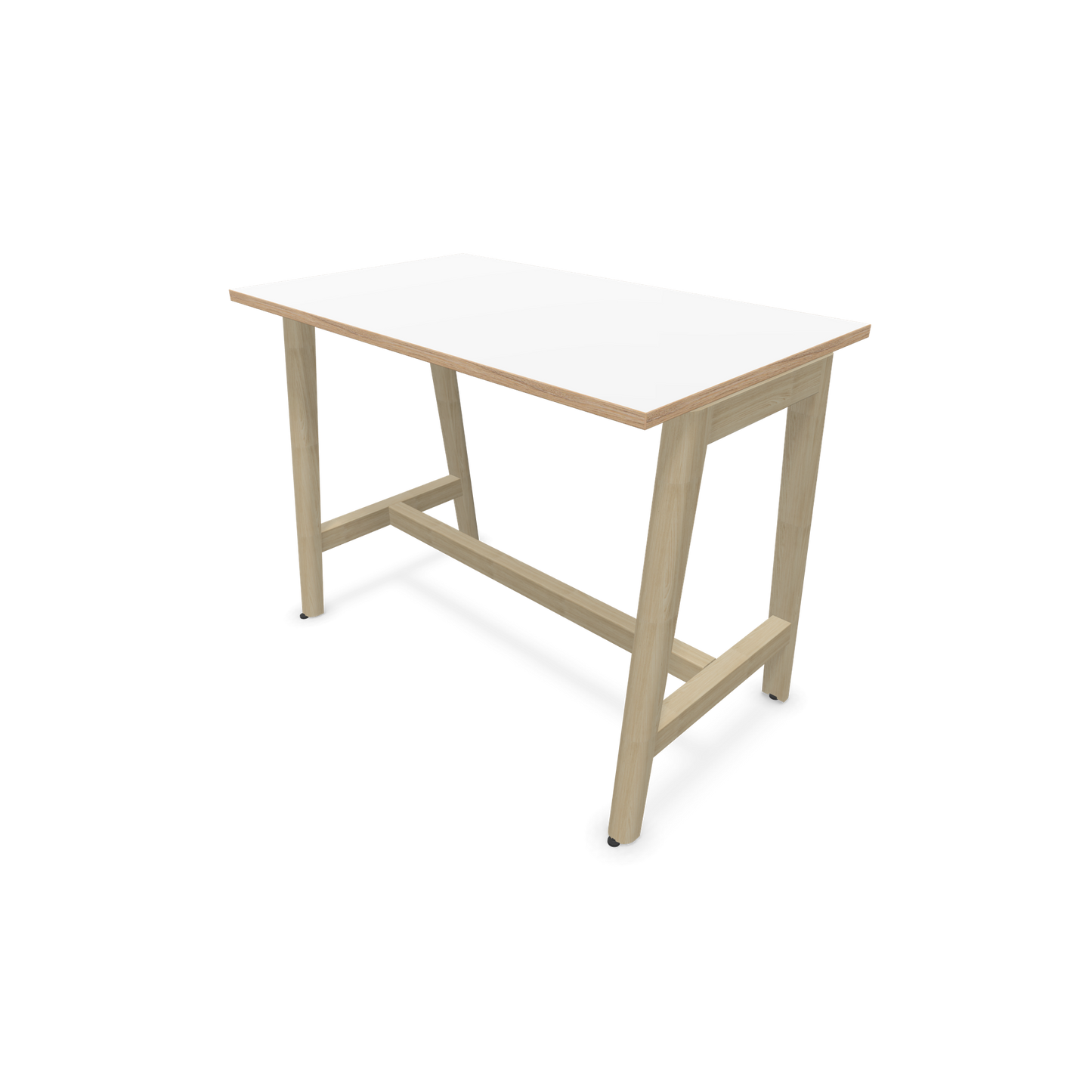 Narbutas Nova Wood Hochtisch 900mm hoch - 1200x700mm - Gestell Esche Natur - Tischplatte Weiss mit Holzkante - 6020468