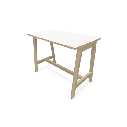 Narbutas Nova Wood Hochtisch 900mm hoch - 1200x700mm - Gestell Esche Natur - Tischplatte Weiss mit Holzkante - 6020468