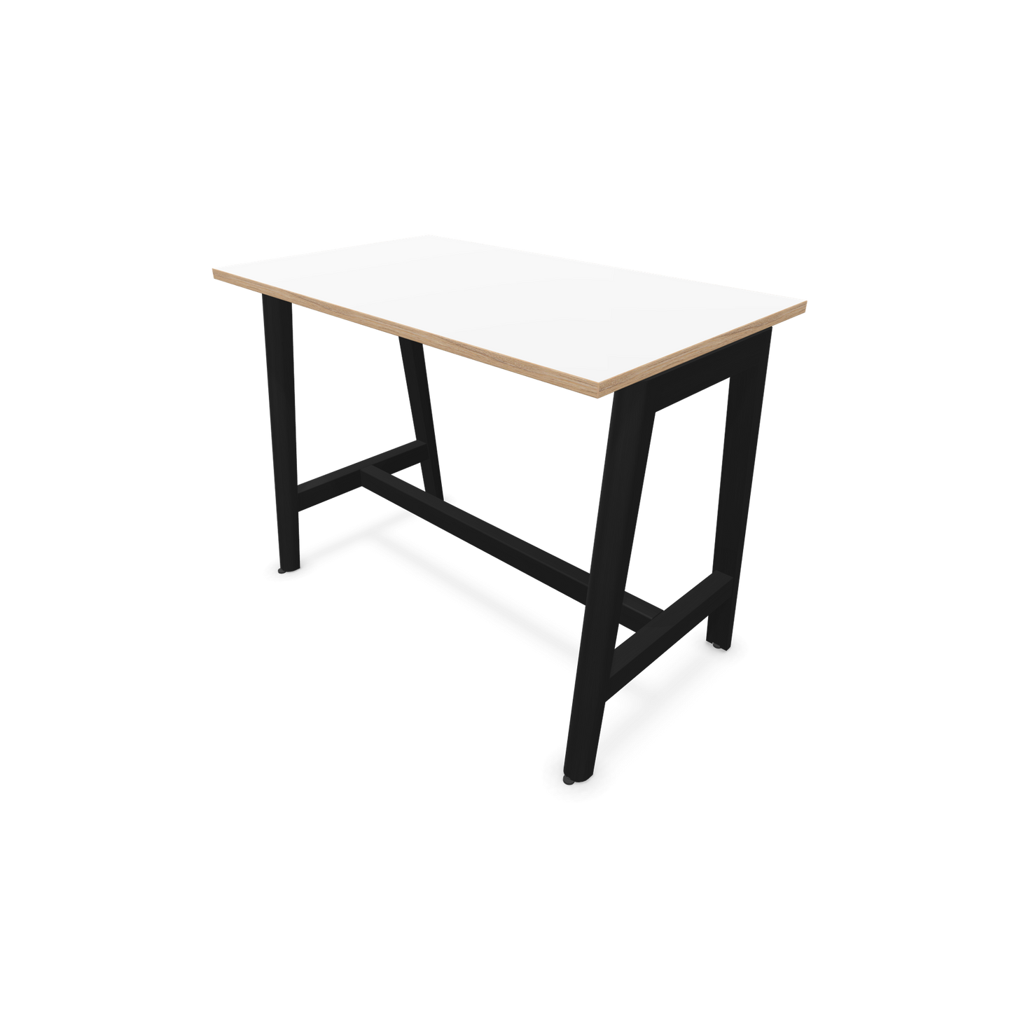 Narbutas Nova Wood Hochtisch 900mm hoch - 1200x700mm - Gestell Esche Schwarz - Tischplatte Weiss mit Holzkante - 6020477