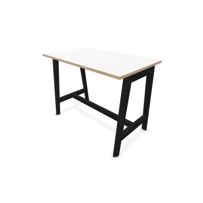 Narbutas Nova Wood Hochtisch 900mm hoch - 1200x700mm - Gestell Esche Schwarz - Tischplatte Weiss mit Holzkante - 6020477