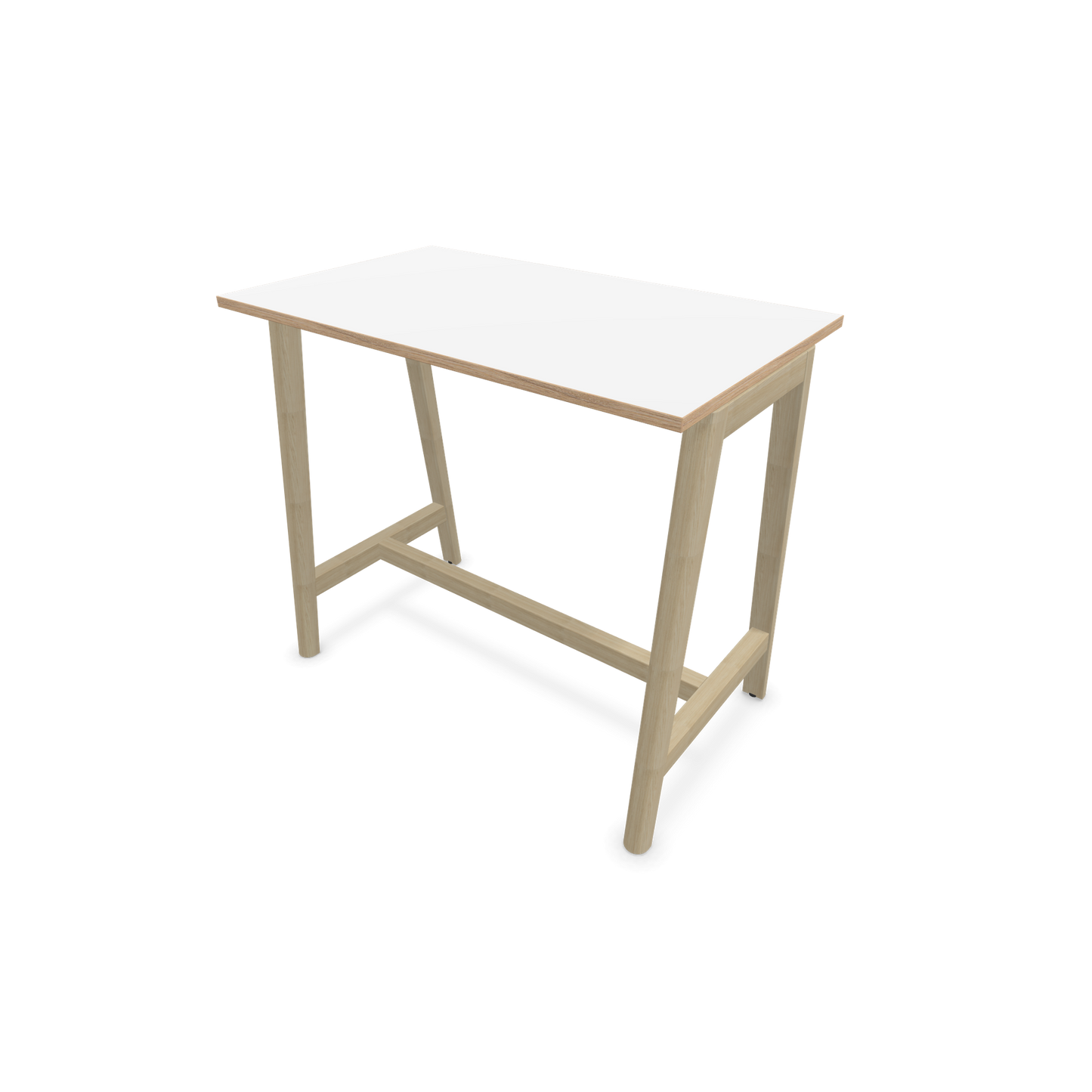 Narbutas Nova Wood Hochtisch 1050mm hoch - 1200x700mm - Gestell Esche Natur - Tischplatte Weiss mit Holzkante - 6020486