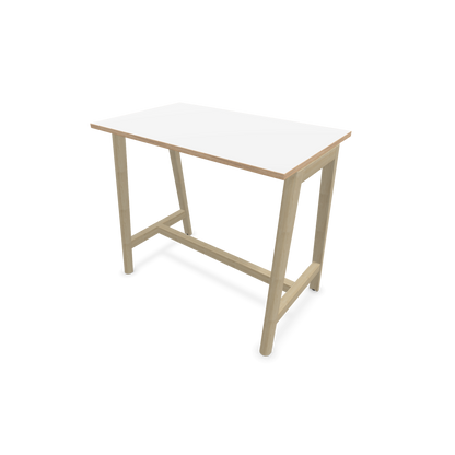 Narbutas Nova Wood Hochtisch 1050mm hoch - 1200x700mm - Gestell Esche Natur - Tischplatte Weiss mit Holzkante - 6020486