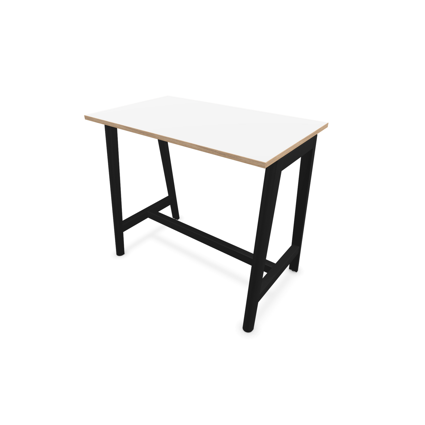Narbutas Nova Wood Hochtisch 1050mm hoch - 1200x700mm - Gestell Esche Schwarz - Tischplatte Weiss mit Holzkante - 6020495