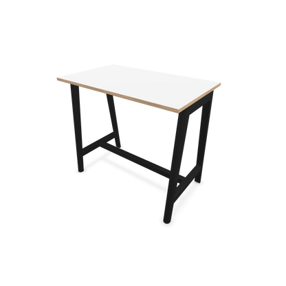 Narbutas Nova Wood Hochtisch 1050mm hoch - 1200x700mm - Gestell Esche Schwarz - Tischplatte Weiss mit Holzkante - 6020495