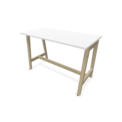 Narbutas Nova Wood Hochtisch 900mm hoch - 1400x700mm - Gestell Esche Natur - Tischplatte Weiss - 6020503