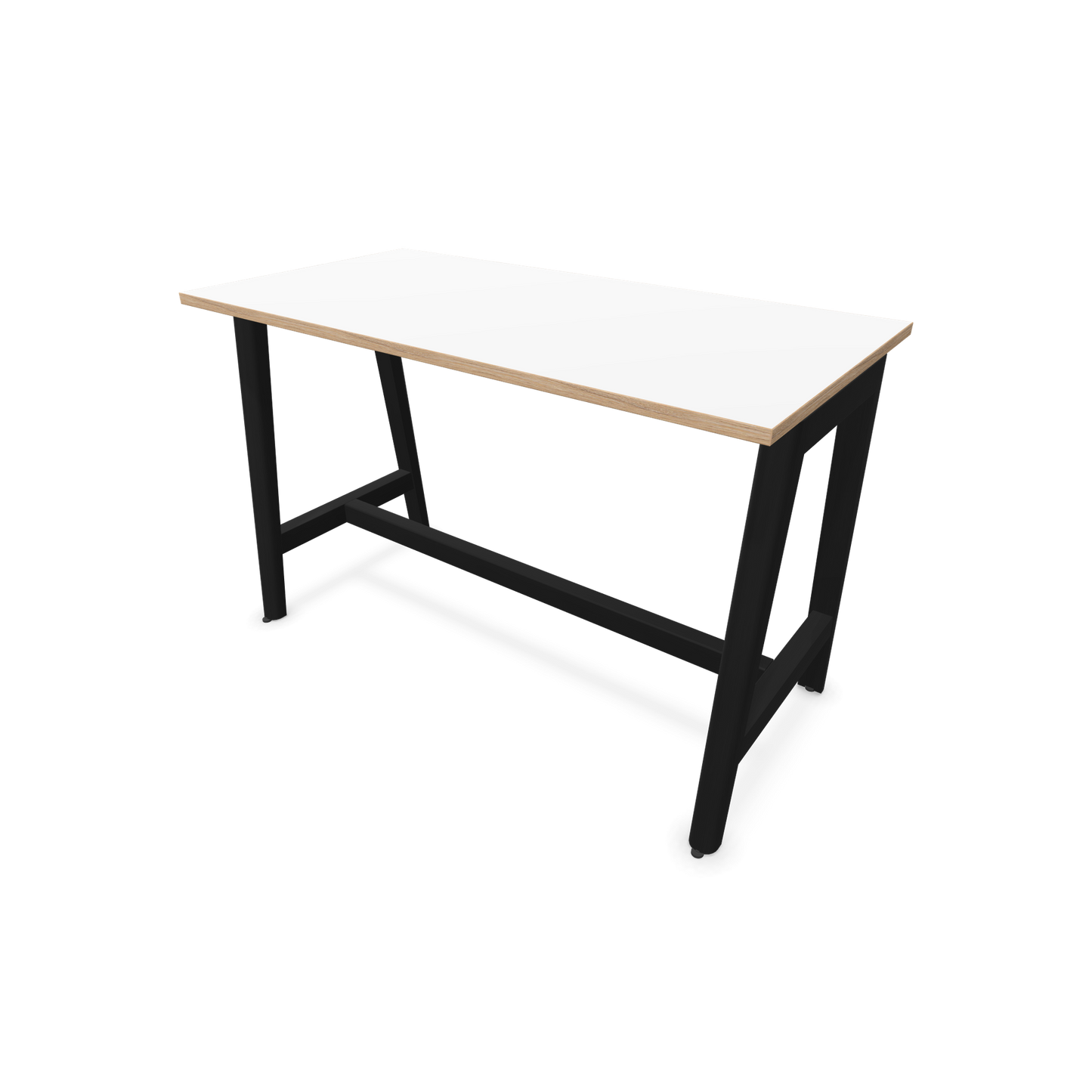 Narbutas Nova Wood Hochtisch 900mm hoch - 1400x700mm - Gestell Esche Schwarz - Tischplatte Weiss mit Holzkante - 6020513
