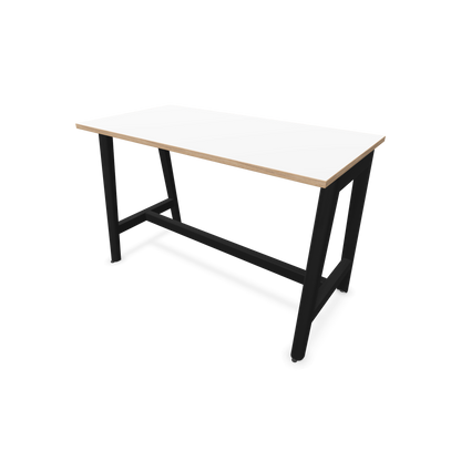 Narbutas Nova Wood Hochtisch 900mm hoch - 1400x700mm - Gestell Esche Schwarz - Tischplatte Weiss mit Holzkante - 6020513