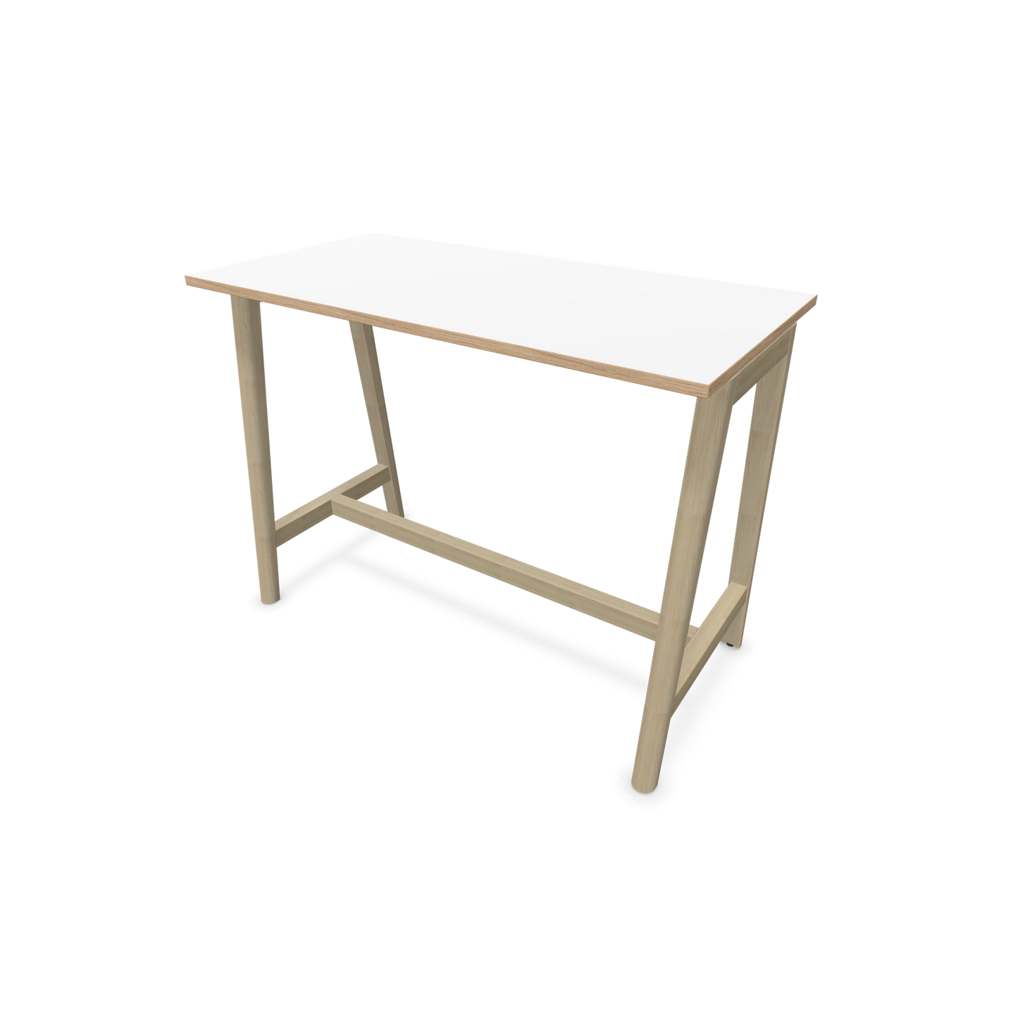 Narbutas Nova Wood Hochtisch 1050mm hoch - 1400x700mm - Gestell Esche Natur - Tischplatte Weiss mit Holzkante - 6020522