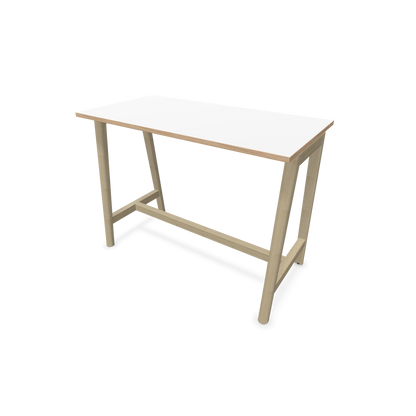 Narbutas Nova Wood Hochtisch 1050mm hoch - 1400x700mm - Gestell Esche Natur - Tischplatte Weiss mit Holzkante - 6020522