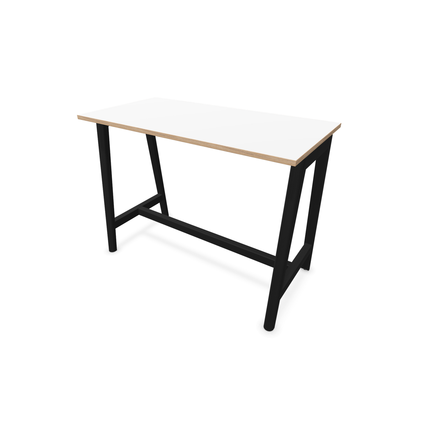 Narbutas Nova Wood Hochtisch 1050mm hoch - 1400x700mm - Gestell Esche Schwarz - Tischplatte Weiss mit Holzkante - 6020531