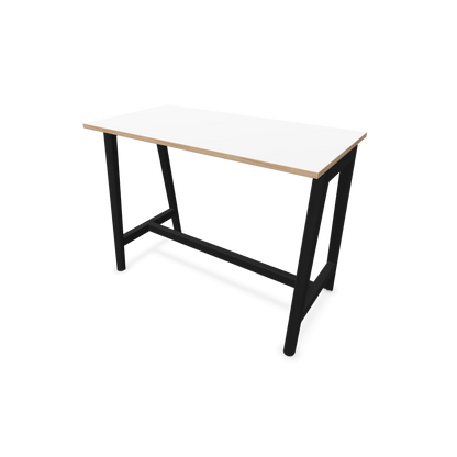 Narbutas Nova Wood Hochtisch 1050mm hoch - 1400x700mm - Gestell Esche Schwarz - Tischplatte Weiss mit Holzkante - 6020531
