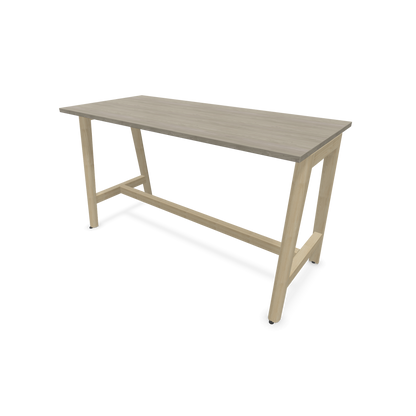 Narbutas Nova Wood Hochtisch 900mm hoch - 1600x700mm - Gestell Esche Natur - Tischplatte Holzdekor grau - 6020538