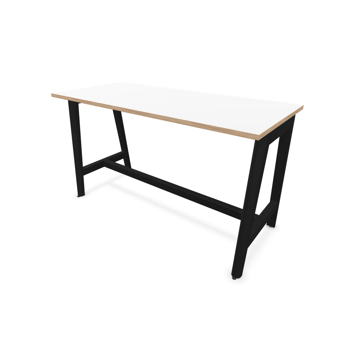 Narbutas Nova Wood Hochtisch 900mm hoch - 1600x700mm - Gestell Esche Schwarz - Tischplatte Weiss mit Holzkante - 6020549