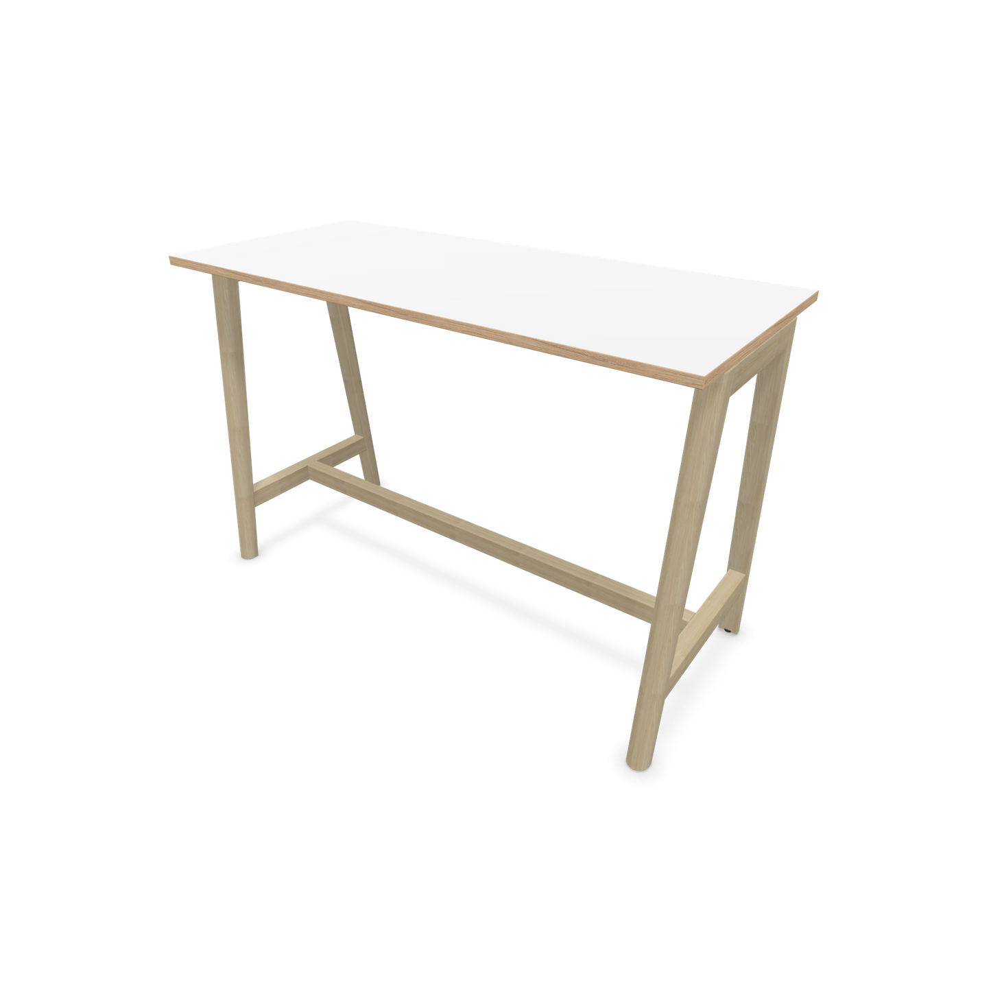 Narbutas Nova Wood Hochtisch 1050mm hoch - 1600x700mm - Gestell Esche Natur - Tischplatte Weiss mit Holzkante - 6020558