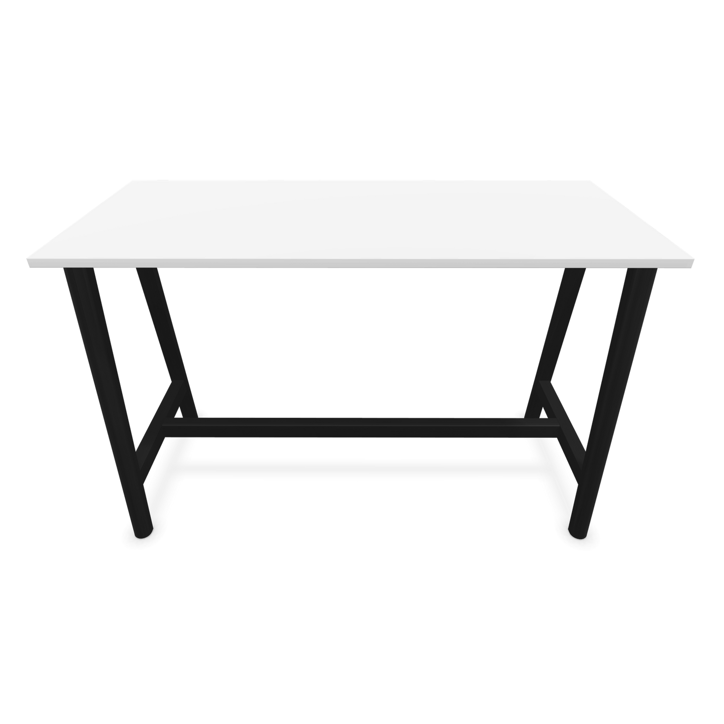 Narbutas Nova Wood Hochtisch 1050mm hoch - 1600x700mm - Gestell Esche Schwarz - Tischplatte Weiss Frontansicht - 6020566