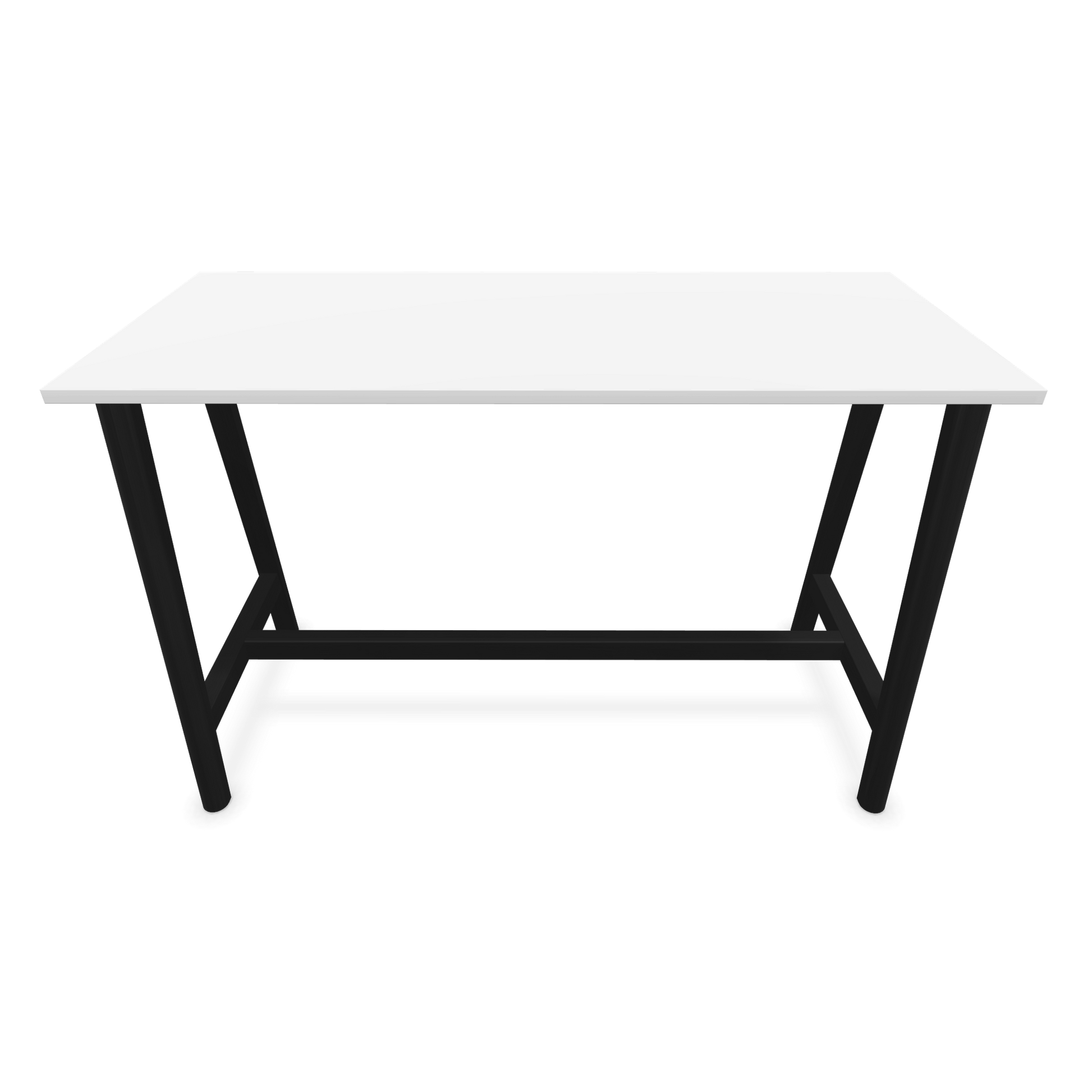 Narbutas Nova Wood Hochtisch 1050mm hoch - 1600x700mm - Gestell Esche Schwarz - Tischplatte Weiss Frontansicht - 6020566