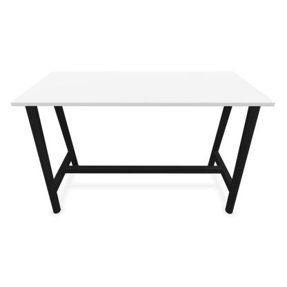 Narbutas Nova Wood Hochtisch 1050mm hoch - 1600x700mm - Gestell Esche Schwarz - Tischplatte Weiss Frontansicht - 6020566