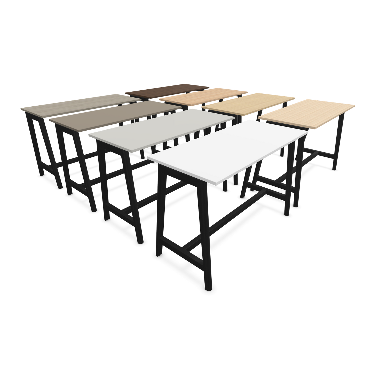 Narbutas Nova Wood Hochtisch 1050mm hoch - 1600x700mm - Gestell Esche Schwarz -  9 Tischplatten