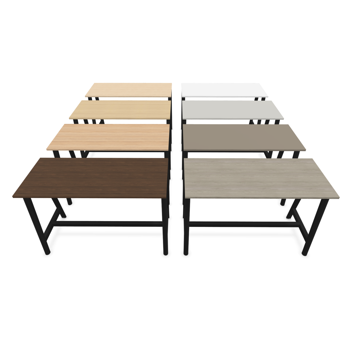 Narbutas Nova Wood Hochtisch 1050mm hoch - 1600x700mm - Gestell Esche Schwarz -  9 Tischplatten von vorne