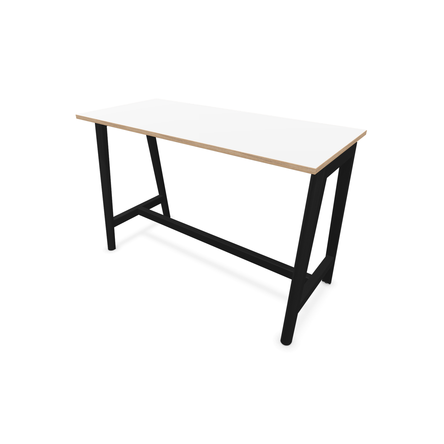 Narbutas Nova Wood Hochtisch 1050mm hoch - 1600x700mm - Gestell Esche Schwarz - Tischplatte Weiss mit Holzkante - 6020567