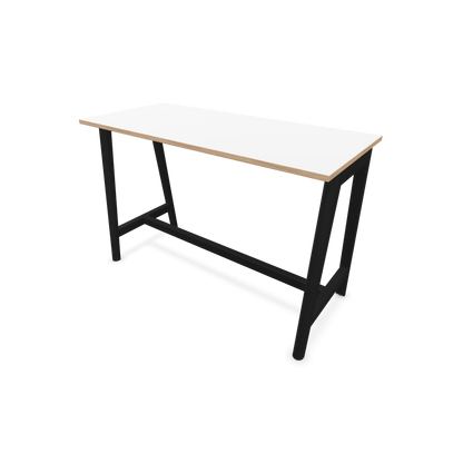 Narbutas Nova Wood Hochtisch 1050mm hoch - 1600x700mm - Gestell Esche Schwarz - Tischplatte Weiss mit Holzkante - 6020567
