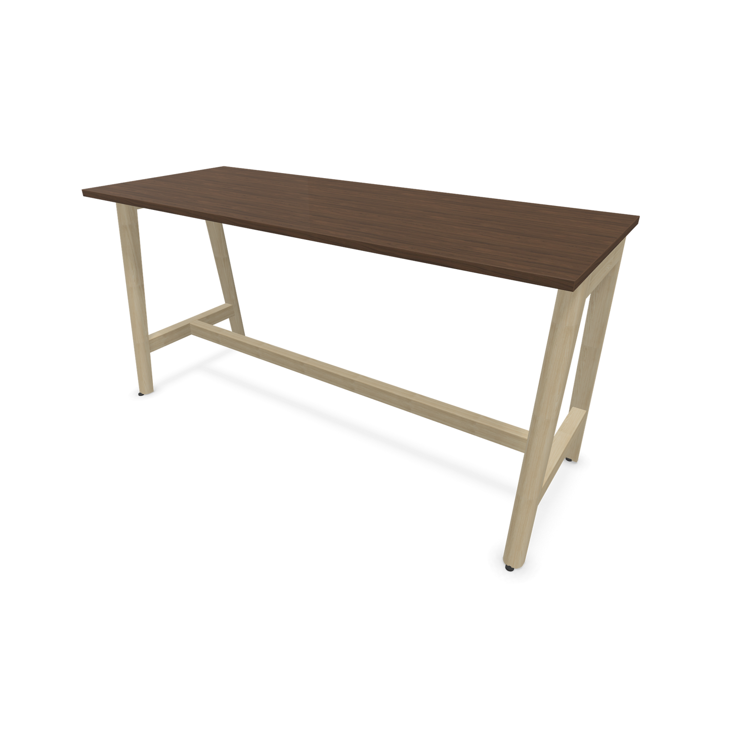 Narbutas Nova Wood Hochtisch 900mm hoch - 1800x700mm - Gestell Esche Natur - Tischplatte Nussbaumdekor dunkel - 6020573