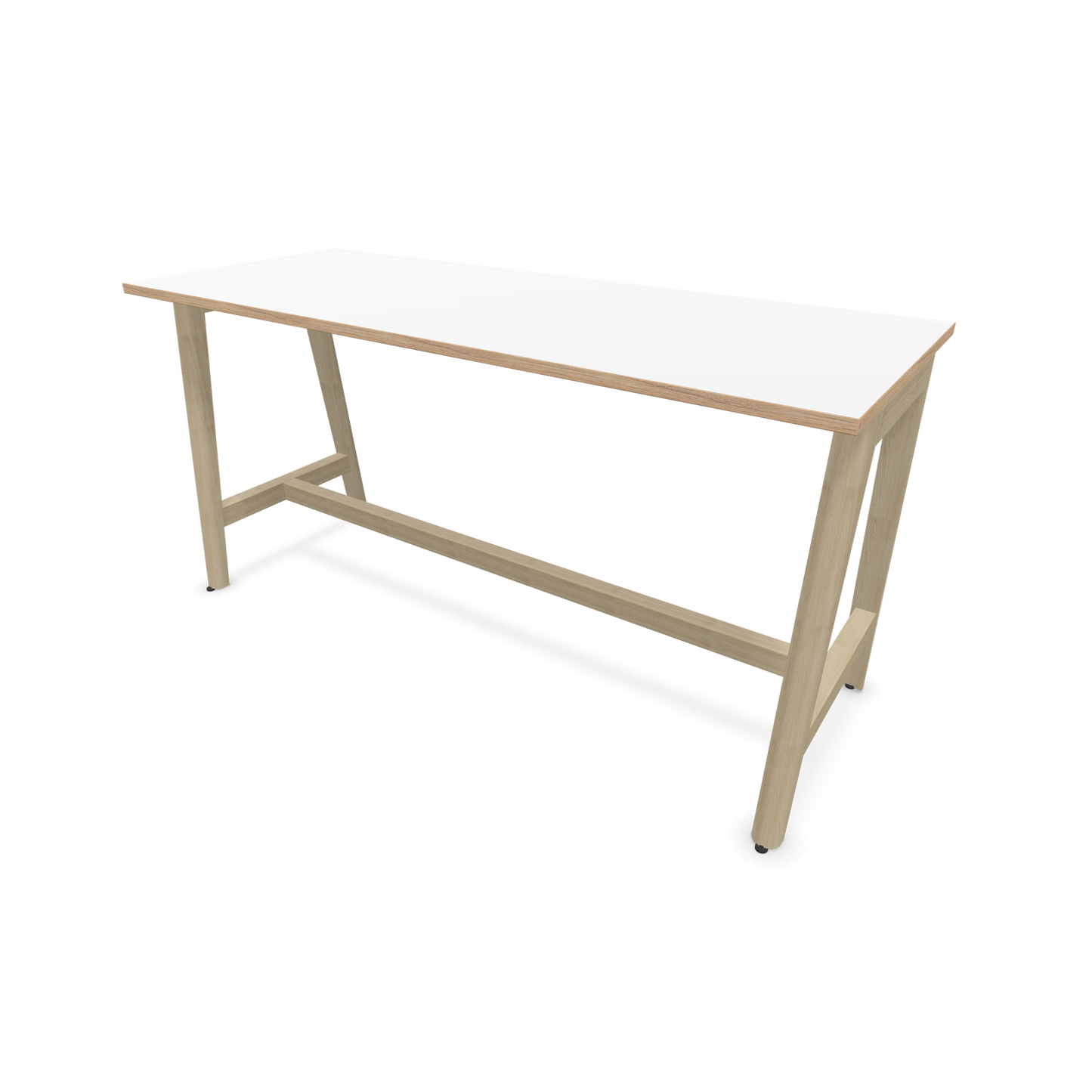 Narbutas Nova Wood Hochtisch 900mm hoch - 1800x700mm - Gestell Esche Natur - Tischplatte Weiss mit Holzkante - 6020576