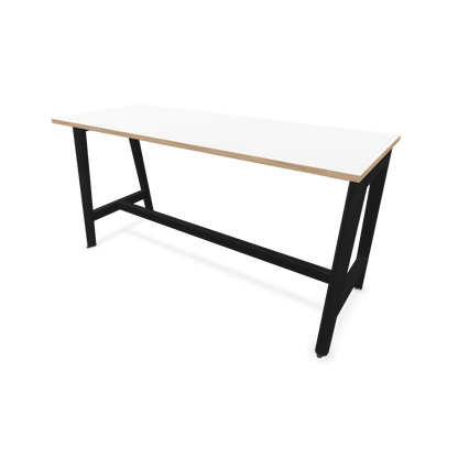 Narbutas Nova Wood Hochtisch 900mm hoch - 1800x700mm - Gestell Esche Schwarz - Tischplatte Weiss mit Holzkante - 6020585