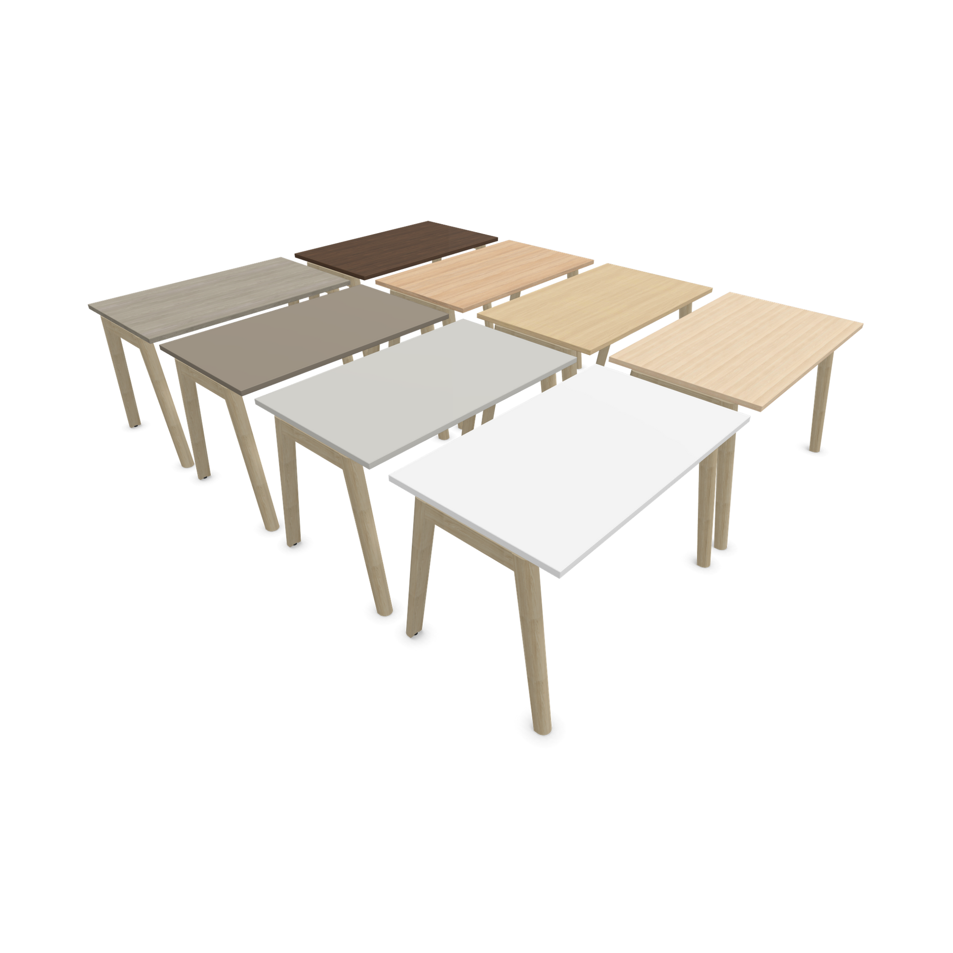 Narbutas Nova Wood Schreibtisch Gestell Esche Natur - 1200x700mm - Tischplatten Varianten von der Seite - 6020611