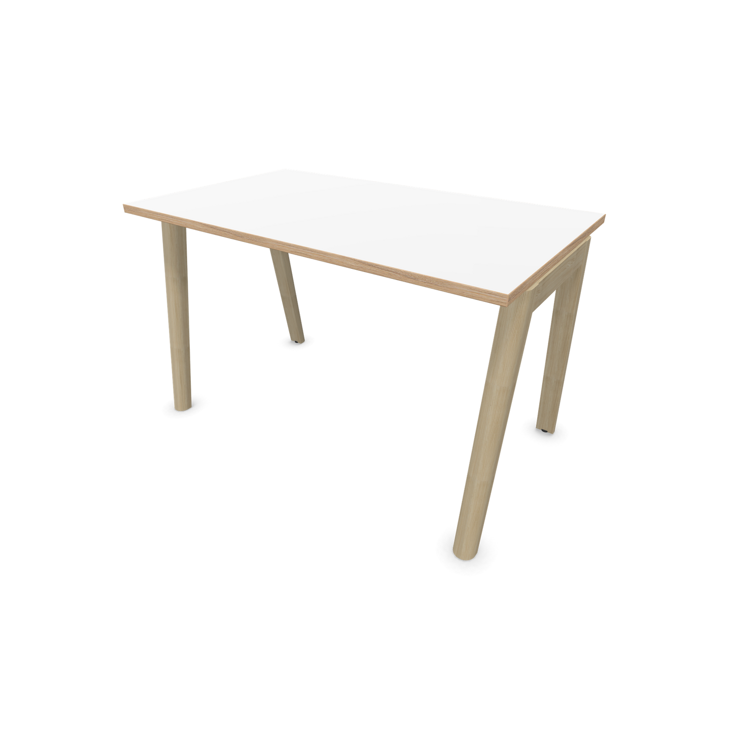 Narbutas Nova Wood Schreibtisch Gestell Esche Natur - 1200x700mm - Tischplatte Weiss mit Holzkante - 6020612