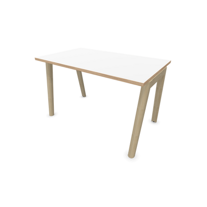 Narbutas Nova Wood Schreibtisch Gestell Esche Natur - 1200x700mm - Tischplatte Weiss mit Holzkante - 6020612