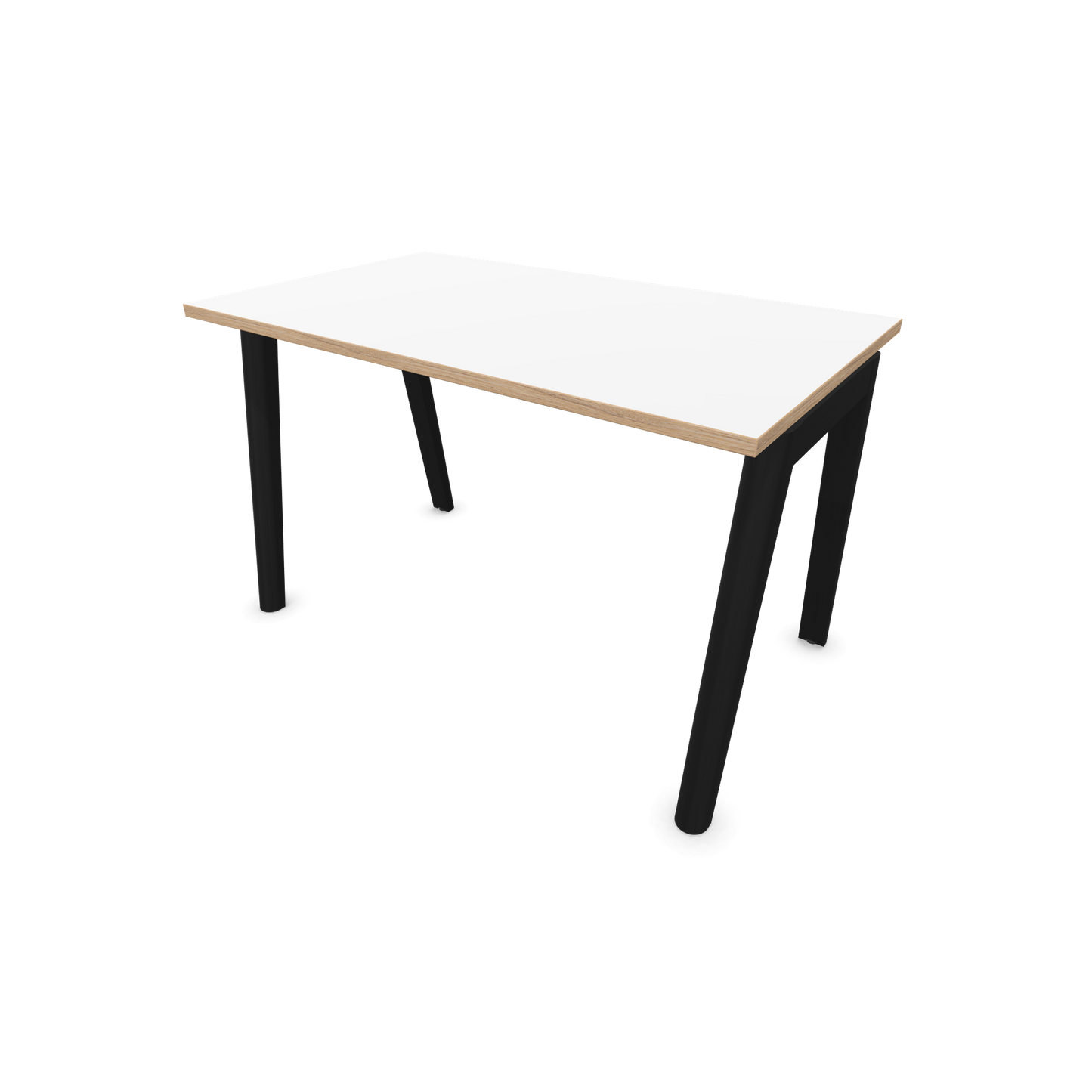 Narbutas Nova Wood Schreibtisch Gestell Esche Schwarz - 1200x700mm - Tischplatte Weiss mit Holzkante - 6020621