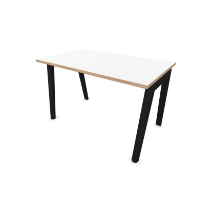 Narbutas Nova Wood Schreibtisch Gestell Esche Schwarz - 1200x700mm - Tischplatte Weiss mit Holzkante - 6020621