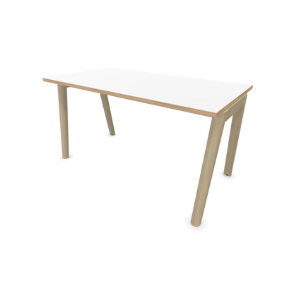 Narbutas Nova Wood Schreibtisch Gestell Esche Natur - 1400x700mm - Tischplatte Weiss mit Holzkante - 6020648