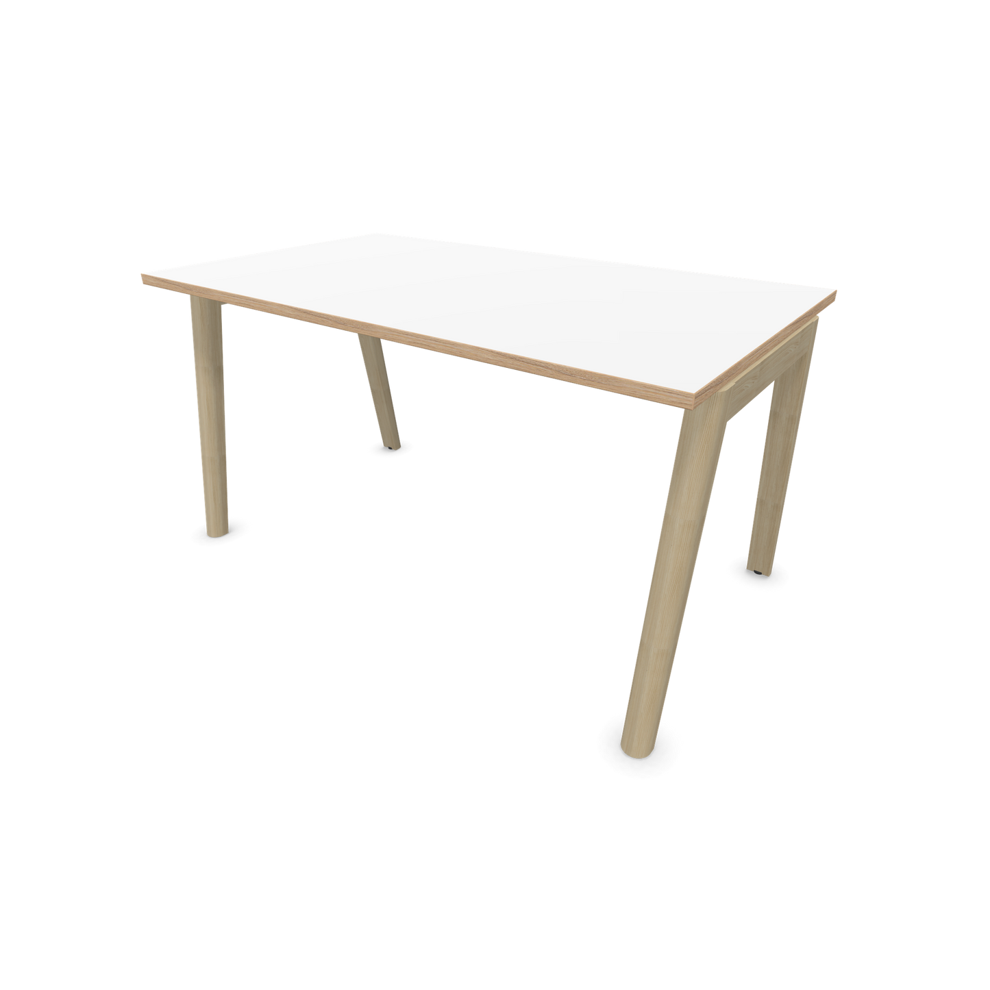 Narbutas Nova Wood Schreibtisch Gestell Esche Natur - 1400x800mm - Tischplatte Weiss mit Holzkante - 6020666