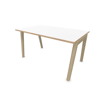 Narbutas Nova Wood Schreibtisch Gestell Esche Natur - 1400x800mm - Tischplatte Weiss mit Holzkante - 6020666
