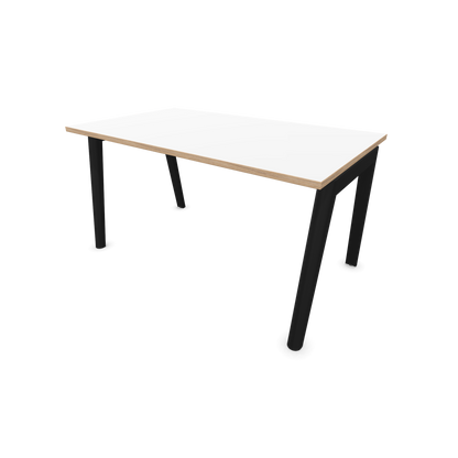 Narbutas Nova Wood Schreibtisch Gestell Esche Schwarz - 1400x800mm - Tischplatte Weiss mit Holzkante - 6020675