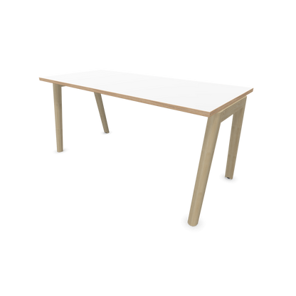 Narbutas Nova Wood Schreibtisch Gestell Esche Natur - 1600x700mm - Tischplatte Weiss mit Holzkante - 6020684