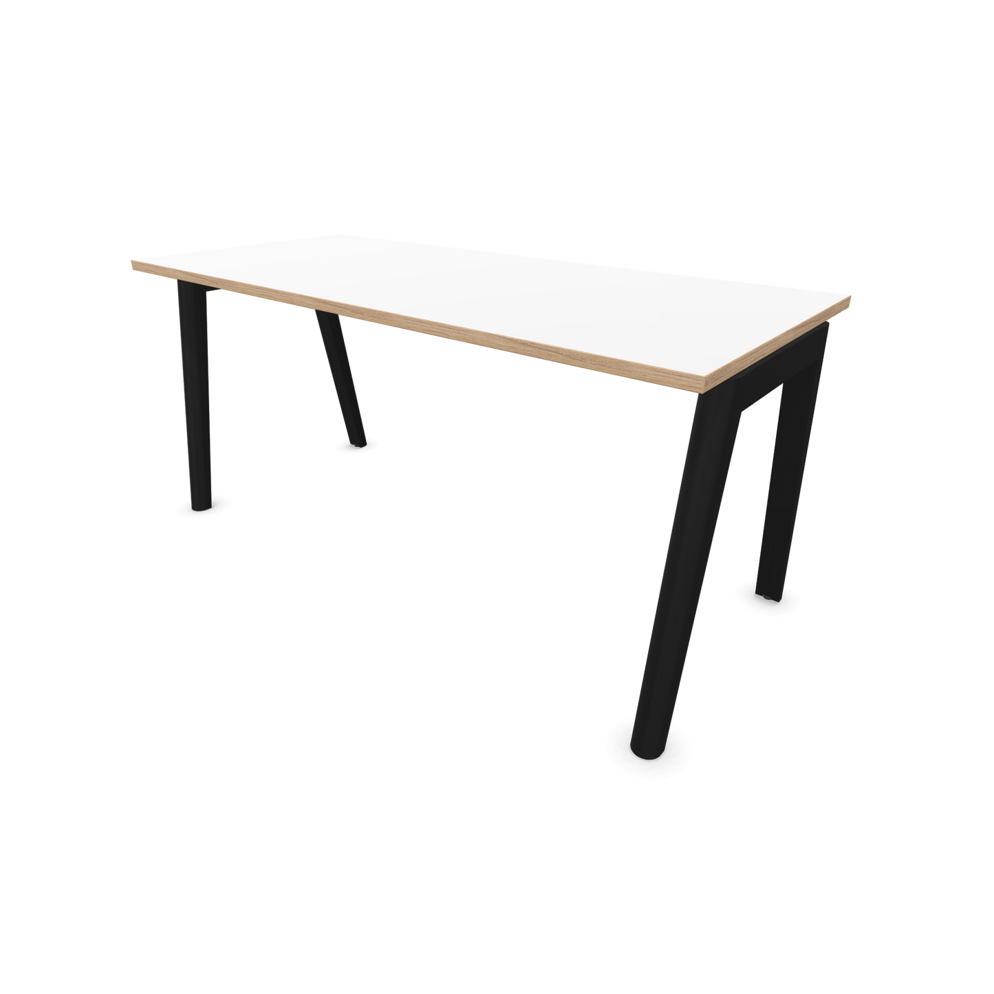 Narbutas Nova Wood Schreibtisch Gestell Esche Schwarz - 1600x700mm - Tischplatte Weiss mit Holzkante - 6020693