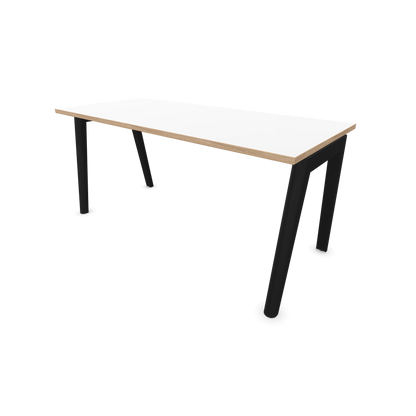 Narbutas Nova Wood Schreibtisch Gestell Esche Schwarz - 1600x700mm - Tischplatte Weiss mit Holzkante - 6020693
