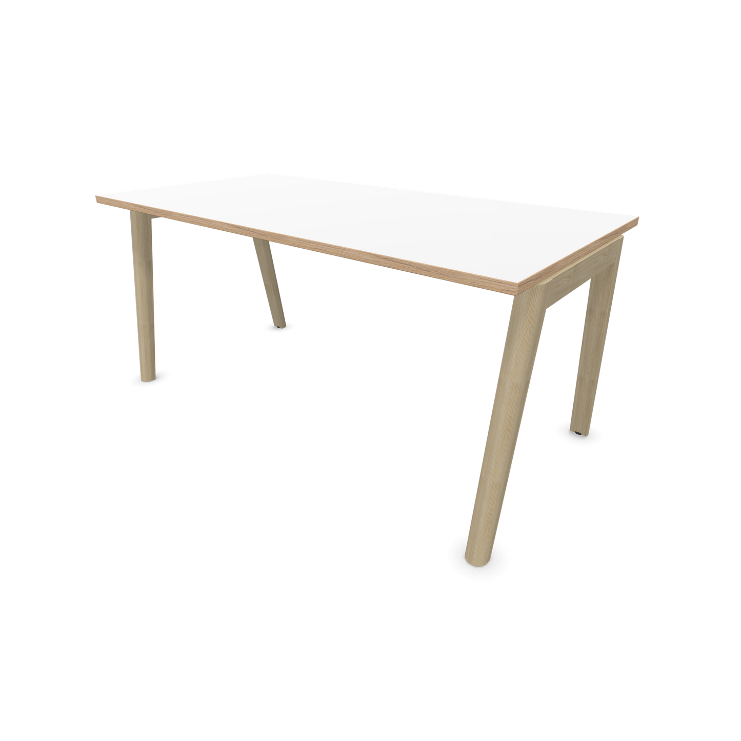 Narbutas Nova Wood Schreibtisch Gestell Esche Natur - 1600x800mm - Tischplatte Weiss mit Holzkante - 6020702